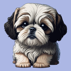 Shih Tzu dog vector illustration isolated on a plain background.
