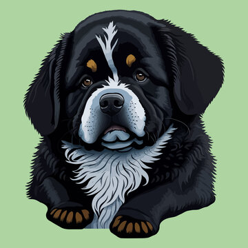 recommend clip art: Newfoundland dog illustration isolated on a plain background.