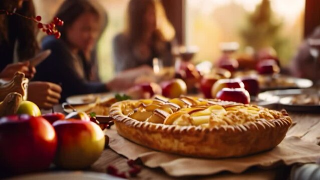 apple pie at the family table. selective focus. food.
