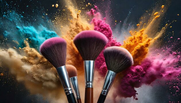make up brushes in a background