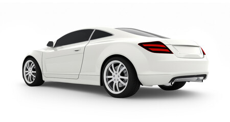 White sports car on white or transparent background