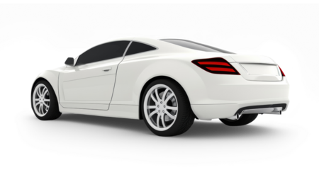 White sports car on white or transparent background