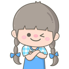 Cute little girl braided pigtail hairstyles Standing with arms crossed