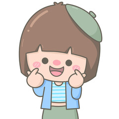 Obraz premium Cute little girl showing finger sign mini heart I love you