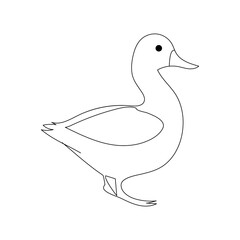Duck continuous one line drawing  outline vector illustration
