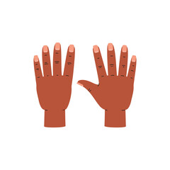 Fingers sign nine 9 number on two hands, communication gesture, vector count infographic 4 plus 5, hands gesture