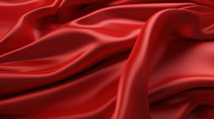 Obraz premium Close-up of rich red satin fabric with elegant soft folds, depicting luxury and opulence.