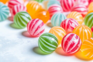 Fototapeta na wymiar Handmade colorful round candies. close up. copy space - Generative AI