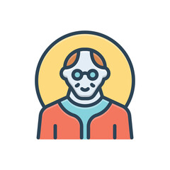 Color illustration icon for old