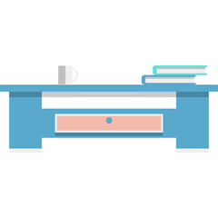 Office desk table with paper book vector icon