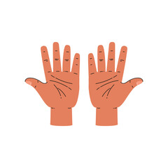 Obraz premium Finger sign ten 10 number, communication gesture, count infographic, hands gesture even number vector illustration