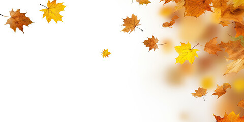 falling autumn leaves isolated on white background