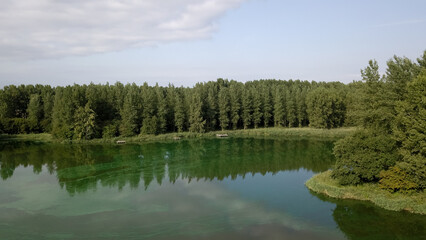 Fototapeta na wymiar Aerial view of a contaminated lake