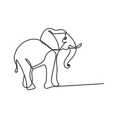 World elephant  continuous one line drawing outline vector illustration