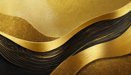 abstract background.a realistic and visually striking digital illustration of a golden shiny gradient background. Experiment with a golden paper featuring a metallic effect, incorporate gold and black