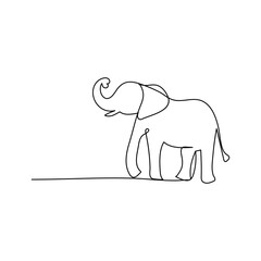 World elephant  continuous one line drawing outline vector illustration