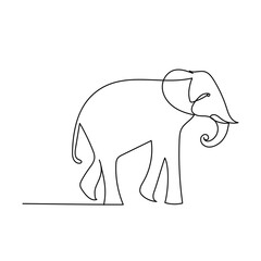 World elephant  continuous one line drawing outline vector illustration