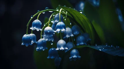 Fototapeten Lily of the valley or weeping lilly pilly with rain drops © Alva Stack