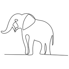 World elephant  continuous one line drawing outline vector illustration