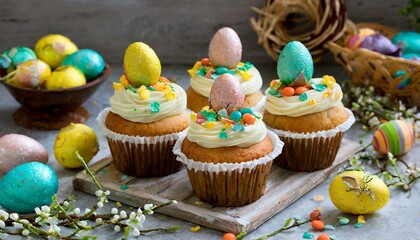 Easter Egg Cupcakes: Mouthwatering cupcakes adorned with edible Easter egg.