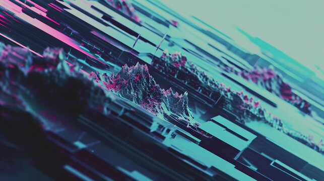 Digital Pixel Noise Glitch Art Effect. Retro Futurism 80S 90S Dynamic Wave Style. Copy paste area for texture