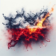 Poland flag what Splash of water and flame. AI generated illustration