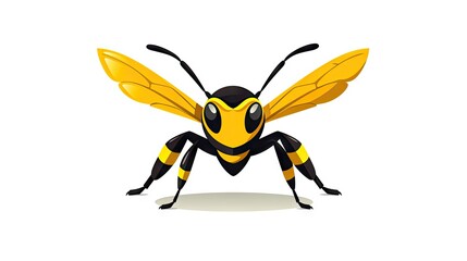 attention-grabbing image featuring a dangerous wasp insect in cartoon style,