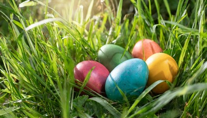 Easter Eggs in the Grass