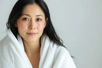 Foto op Plexiglas アジア人女性の美容イメージ タオルドライ（スキンケア・ボディケア・エステサロン） © azure