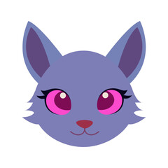Obraz premium Cute Cat Head Cartoon Vector Illustration. Cat face avatar illustration