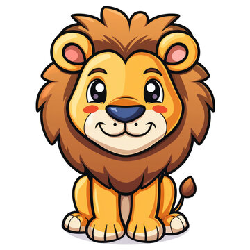 cute lion character cartoon t-shirt design, transparent background, Ai Generated Images