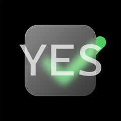 Illuminated Yes Text on Black Background With Soft Green Glow