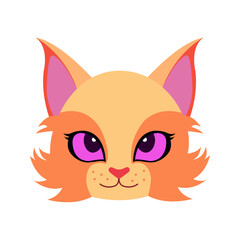 Cute Cat Head Cartoon Vector Illustration. Cat face avatar illustration