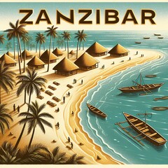 Vintage Travel Poster of Zanzibar - obrazy, fototapety, plakaty