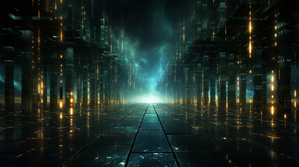 Fototapeta premium Digital_binary_code_matrix_backgroun