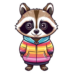 raccoon character cartoon t-shirt design, transparent background, Ai Generated Images