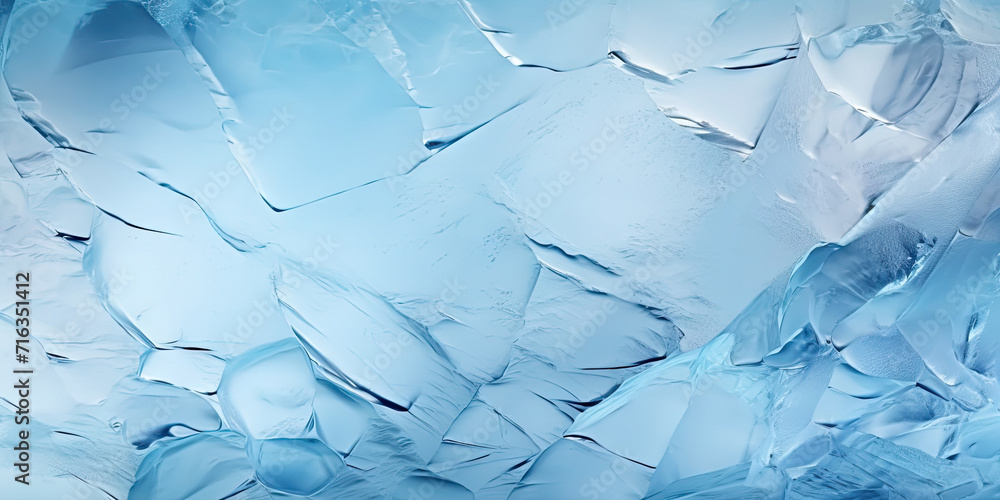 Wall mural blue ice texture background, The textured cold frosty surface of ice block on blue background.