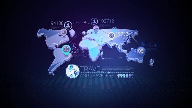 Animation of a travel poster with a map.
