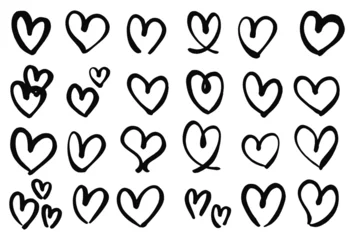 Foto op Aluminium Collection set of hand drawn scribble hearts isolated on white background. Vector set of hand drawn hearts on a white background. Heart Icons Set, hand drawn icons and illustrations for valentines. © Oleg