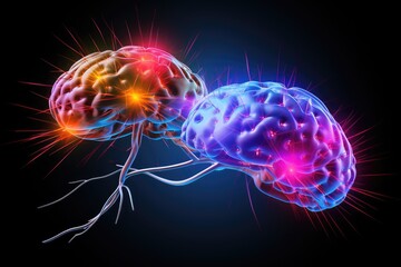 Colorful Human brain anatomy, traumatic brain injury (TBI), brain tumor, epilepsy, stroke treatment therapies brain disfunctions, neurology, mental brain supplements, positron emission tomography