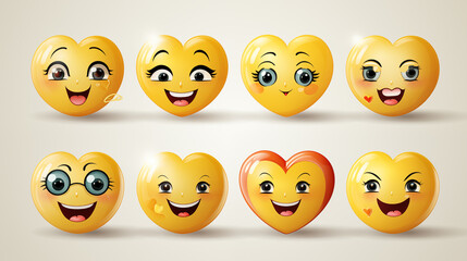 Fototapeta premium Emoticons icons set. Emoji faces collection. Emojis flat style. 