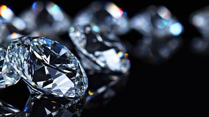 Close up of diamonds with reflections - obrazy, fototapety, plakaty