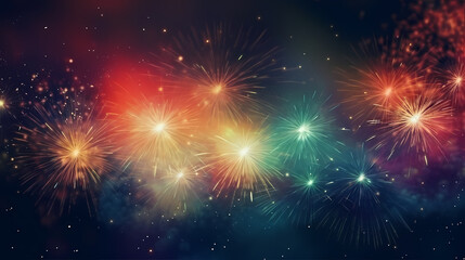 Fototapeta premium Beautiful creative holiday background with fireworks and sparkles