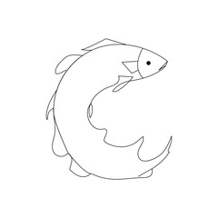 Fish continuous one line drawing  outline vector illustration