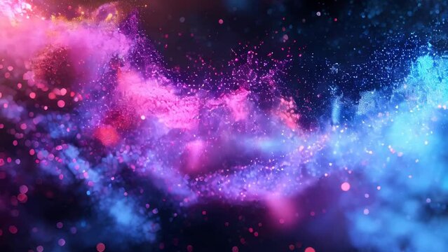 Smoke tinged with vibrant red, blue, and purple hues rises in whimsical shapes.
