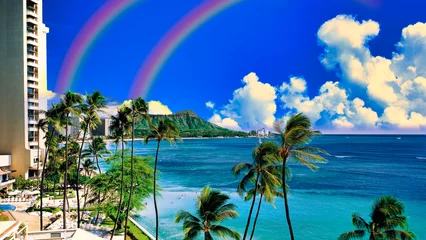 Foto op Plexiglas ワイキキビーチの美しい海景 © san724