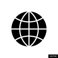 Web, Website, Earth grid or Global vector icon in glyph style design for website, app, UI, isolated on white background. Vector illustration.