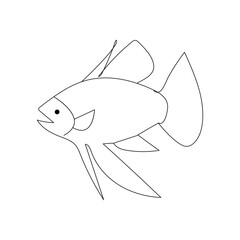 Fish continuous one line drawing  outline vector illustration