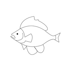 Fish continuous one line drawing  outline vector illustration