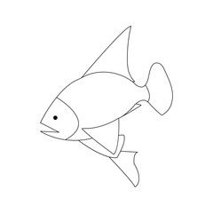 Fish continuous one line drawing  outline vector illustration
